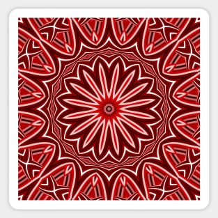 Red and White Daisy Mandala Pattern Sticker